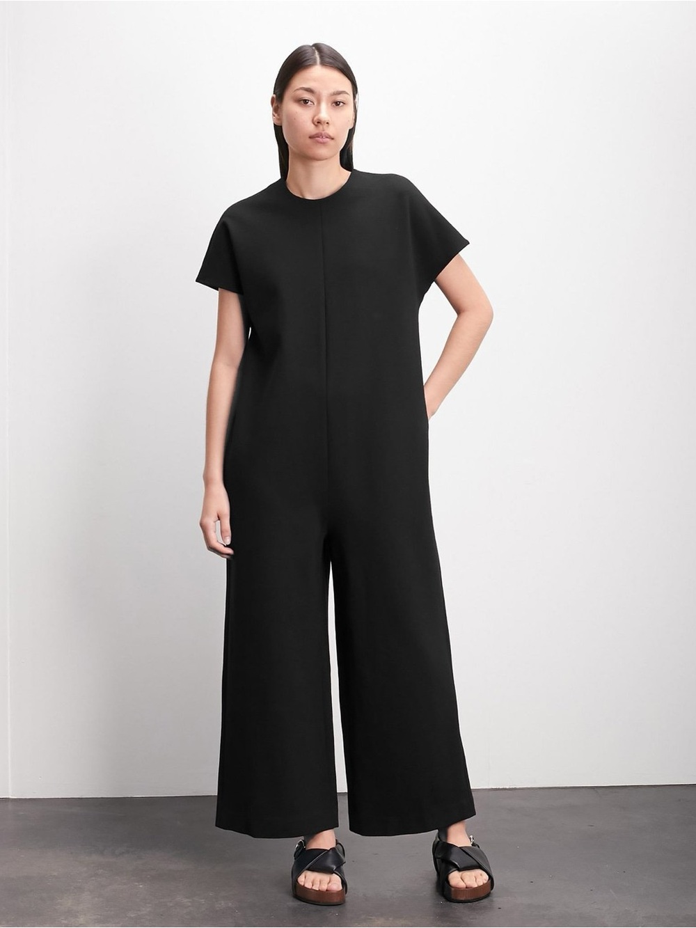 Roucha Jolee Black Ponte Wide Leg Jumpsuit 3 L XL